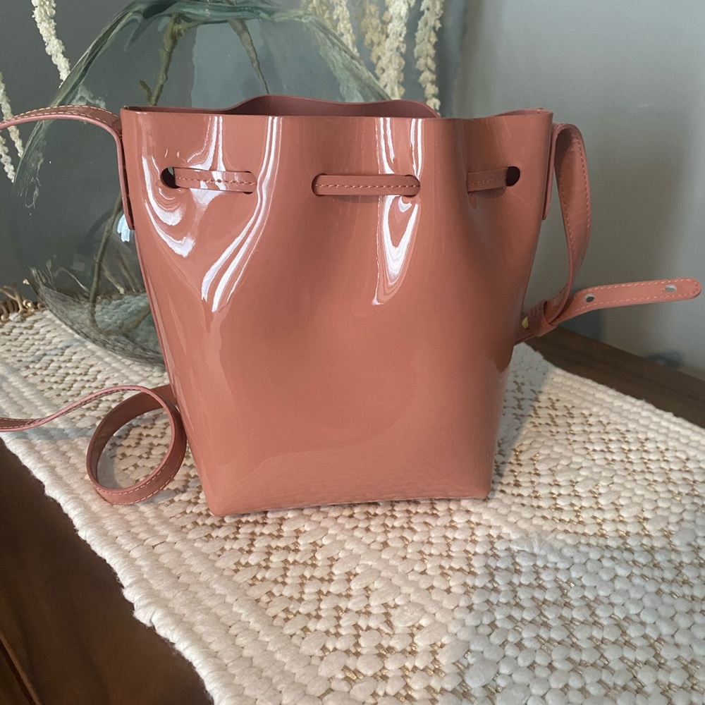 Mansur Gavriel Mini Patent Bucket Bag View 2